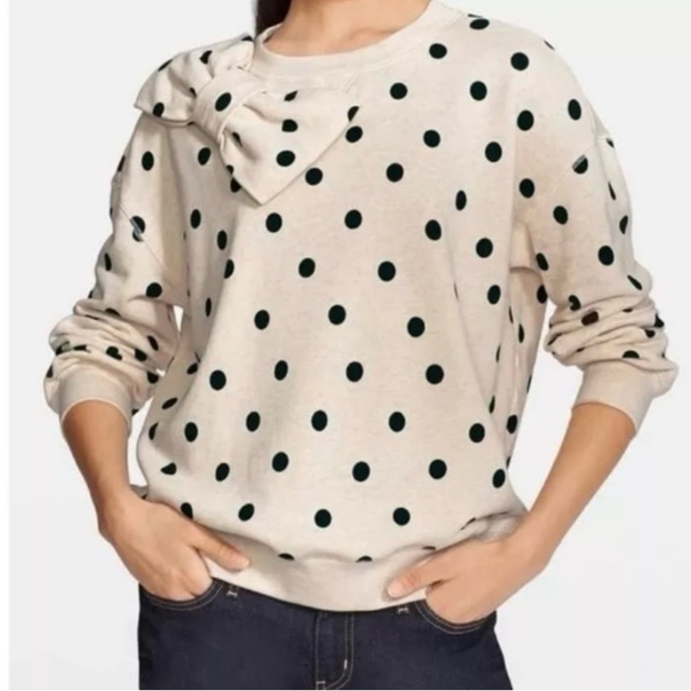 Polka Dot Sweater with Bow Accent - Picture 4 of 5